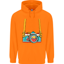 Photography Camera Around Neck Mens 80% Cotton Hoodie Orange