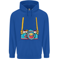 Photography Camera Around Neck Mens 80% Cotton Hoodie Royal Blue