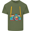 Photography Camera Around Neck Mens Cotton T-Shirt Tee Top Military Green