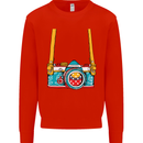 Photography Camera Around Neck Mens Sweatshirt Jumper Bright Red