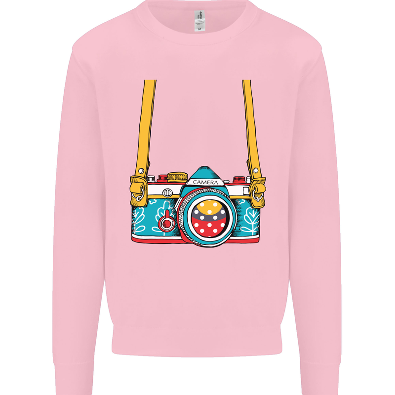 Photography Camera Around Neck Mens Sweatshirt Jumper Light Pink