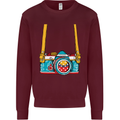 Photography Camera Around Neck Mens Sweatshirt Jumper Maroon
