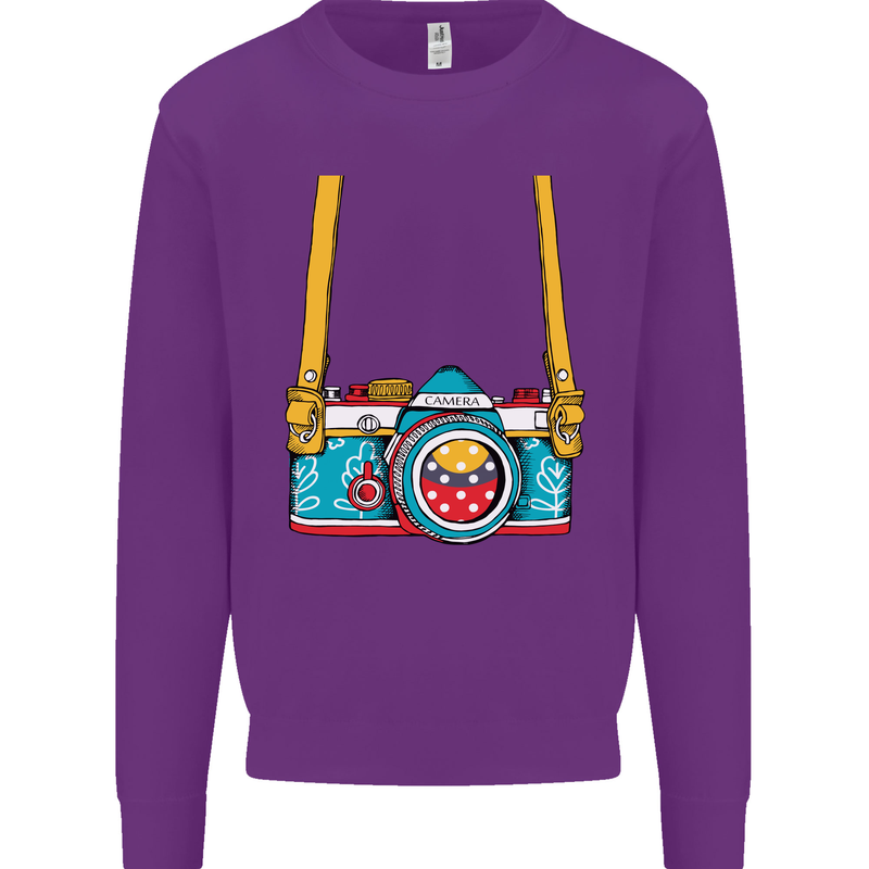 Photography Camera Around Neck Mens Sweatshirt Jumper Purple