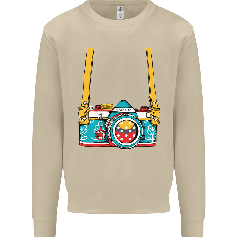 Photography Camera Around Neck Mens Sweatshirt Jumper Sand