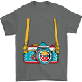 Photography Camera Around Neck Mens T-Shirt Cotton Gildan Charcoal