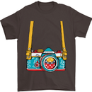 Photography Camera Around Neck Mens T-Shirt Cotton Gildan Dark Chocolate