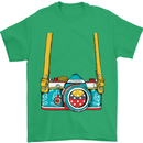 Photography Camera Around Neck Mens T-Shirt Cotton Gildan Irish Green