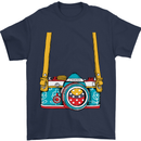 Photography Camera Around Neck Mens T-Shirt Cotton Gildan Navy Blue