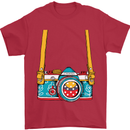 Photography Camera Around Neck Mens T-Shirt Cotton Gildan Red
