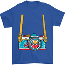 Photography Camera Around Neck Mens T-Shirt Cotton Gildan Royal Blue