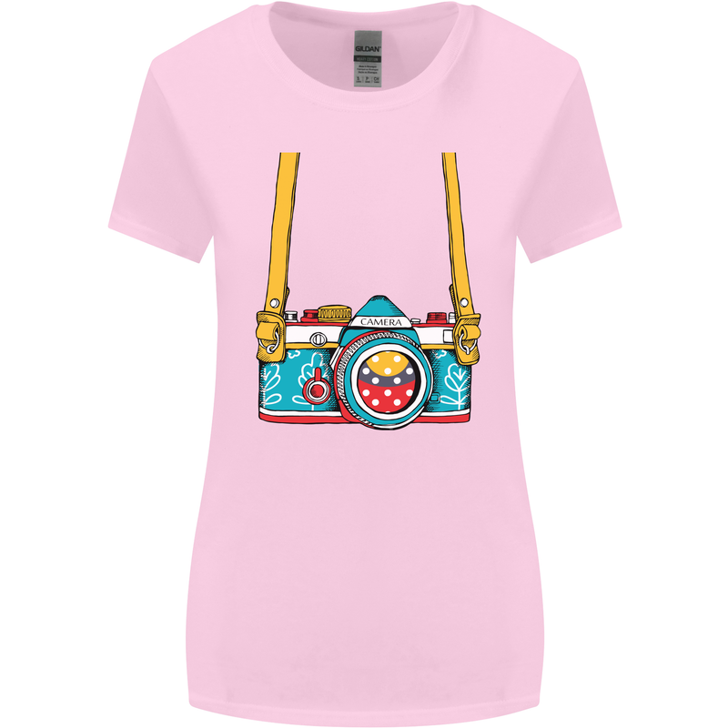 Photography Camera Around Neck Womens Wider Cut T-Shirt Light Pink