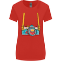 Photography Camera Around Neck Womens Wider Cut T-Shirt Red
