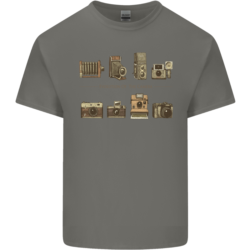 Photography Camera Evolution Photograper Mens Cotton T-Shirt Tee Top Charcoal