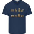 Photography Camera Evolution Photograper Mens V-Neck Cotton T-Shirt Navy Blue