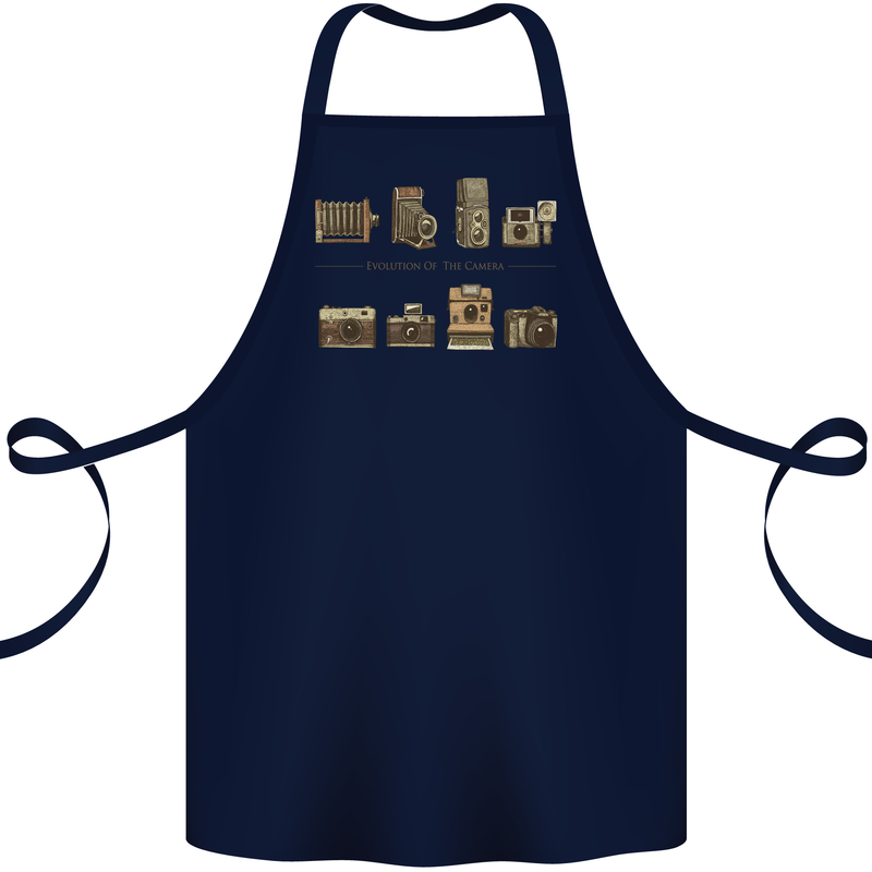 Photography Camera Evolution Photographer Cotton Apron 100% Organic Navy Blue