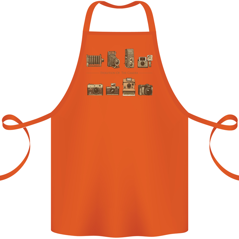 Photography Camera Evolution Photographer Cotton Apron 100% Organic Orange