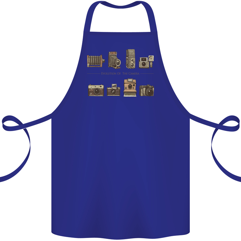 Photography Camera Evolution Photographer Cotton Apron 100% Organic Royal Blue