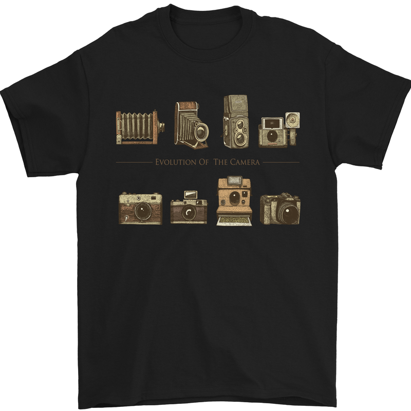 Photography Camera Evolution Photographer Mens T-Shirt Cotton Gildan Black