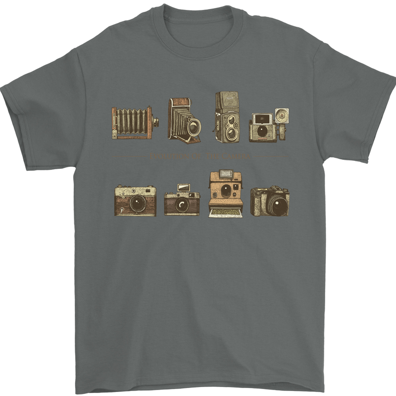 Photography Camera Evolution Photographer Mens T-Shirt Cotton Gildan Charcoal