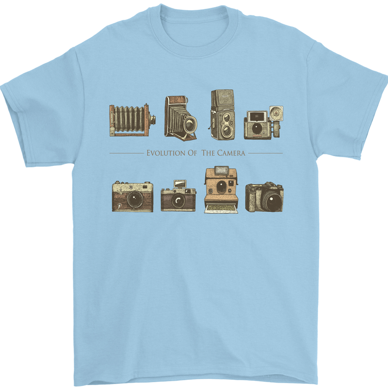 Photography Camera Evolution Photographer Mens T-Shirt Cotton Gildan Light Blue