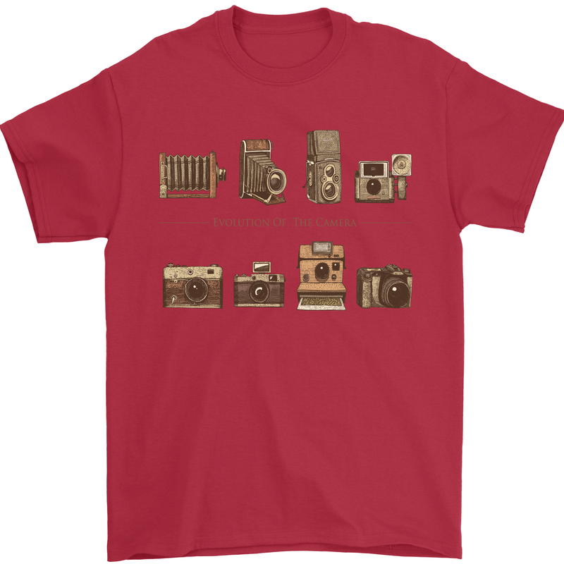 Photography Camera Evolution Photographer Mens T-Shirt Cotton Gildan Red