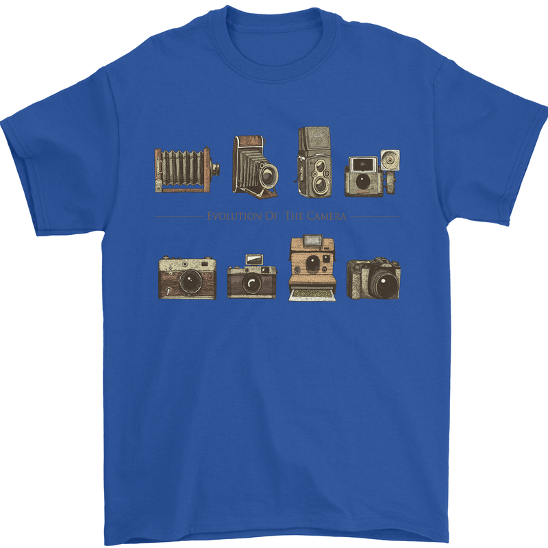 Photography Camera Evolution Photographer Mens T-Shirt Cotton Gildan Royal Blue