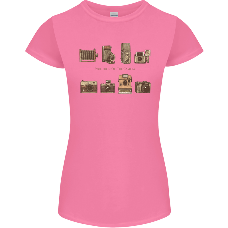 Photography Camera Evolution Photographer Womens Petite Cut T-Shirt Azalea