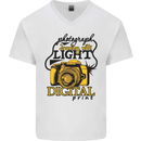 Photography Drawing With Light Photographer Mens V-Neck Cotton T-Shirt White