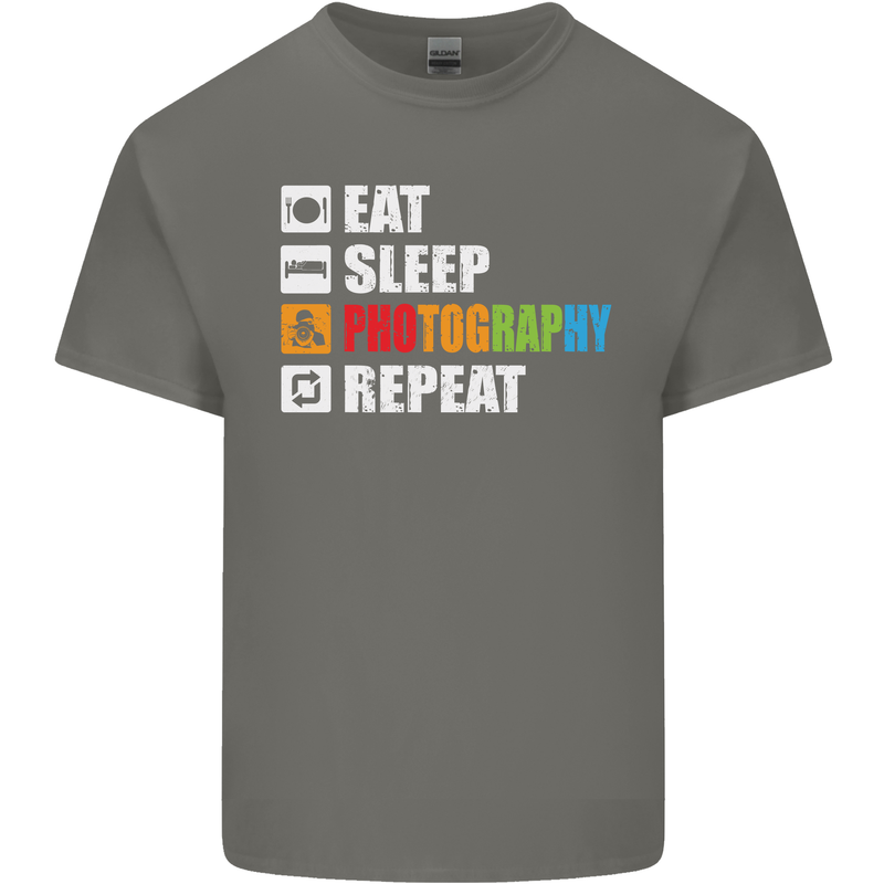Photography Eat Sleep Photographer Funny Mens Cotton T-Shirt Tee Top Charcoal