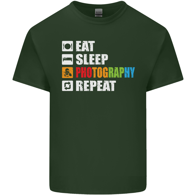 Photography Eat Sleep Photographer Funny Mens Cotton T-Shirt Tee Top Forest Green