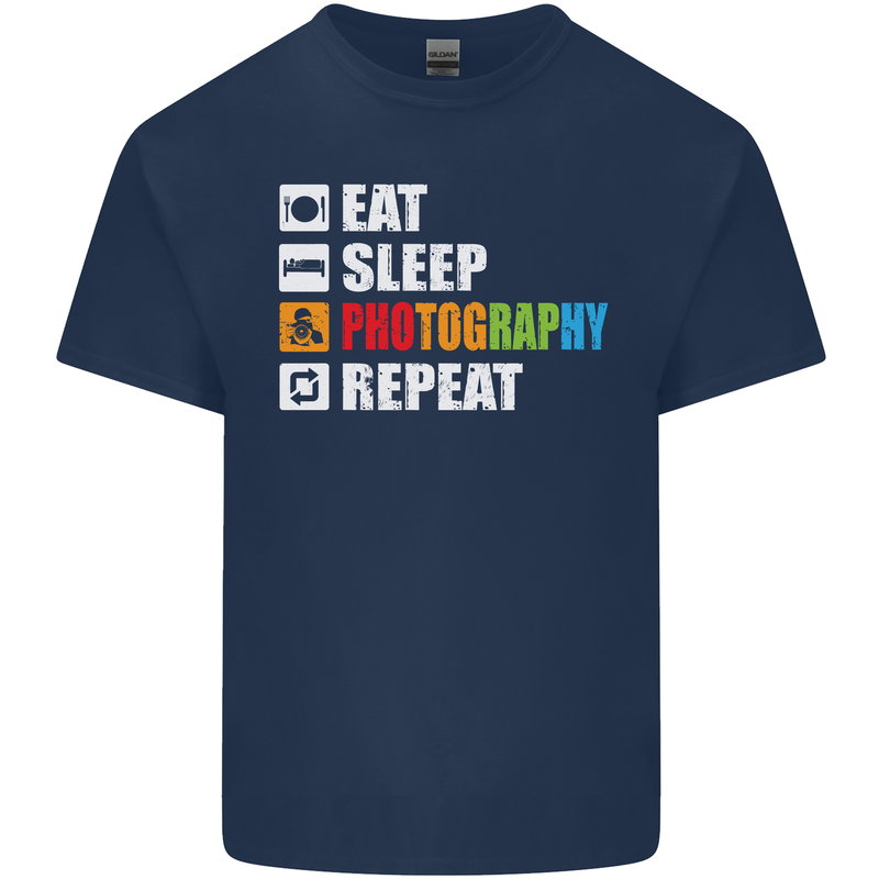 Photography Eat Sleep Photographer Funny Mens Cotton T-Shirt Tee Top Navy Blue