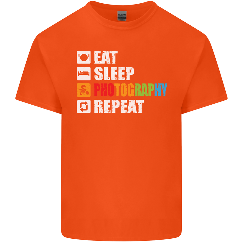 Photography Eat Sleep Photographer Funny Mens Cotton T-Shirt Tee Top Orange
