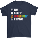 Photography Eat Sleep Photographer Funny Mens T-Shirt Cotton Gildan Navy Blue
