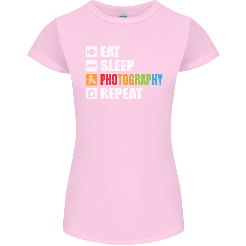Photography Eat Sleep Photographer Funny Womens Petite Cut T-Shirt Light Pink