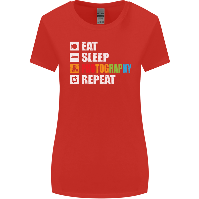 Photography Eat Sleep Photographer Funny Womens Wider Cut T-Shirt Red
