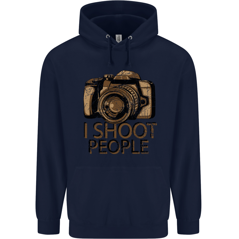 Photography I Shoot People Photographer Childrens Kids Hoodie Navy Blue