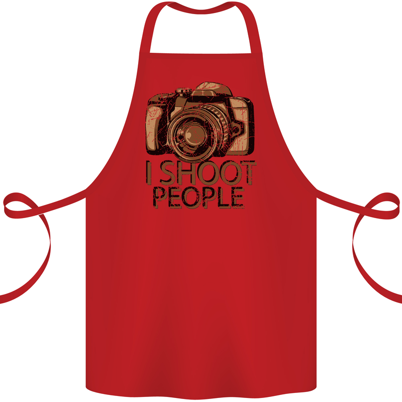 Photography I Shoot People Photographer Cotton Apron 100% Organic Red