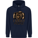 Photography I Shoot People Photographer Mens 80% Cotton Hoodie Navy Blue