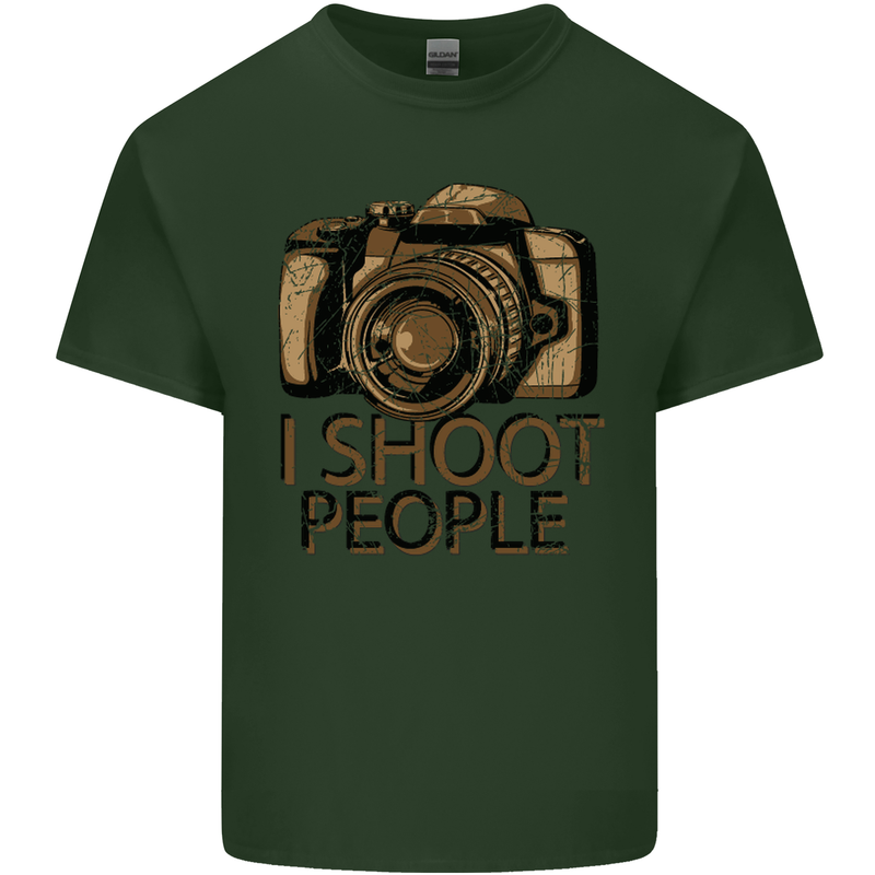 Photography I Shoot People Photographer Mens Cotton T-Shirt Tee Top Forest Green