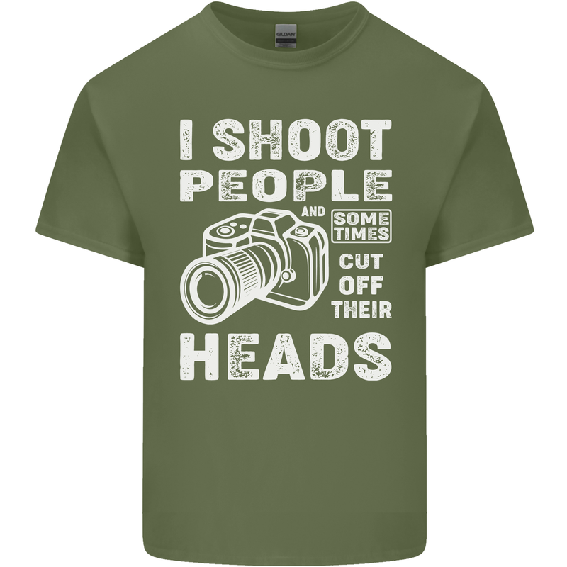 Photography I Shoot People Photographer Mens Cotton T-Shirt Tee Top Military Green