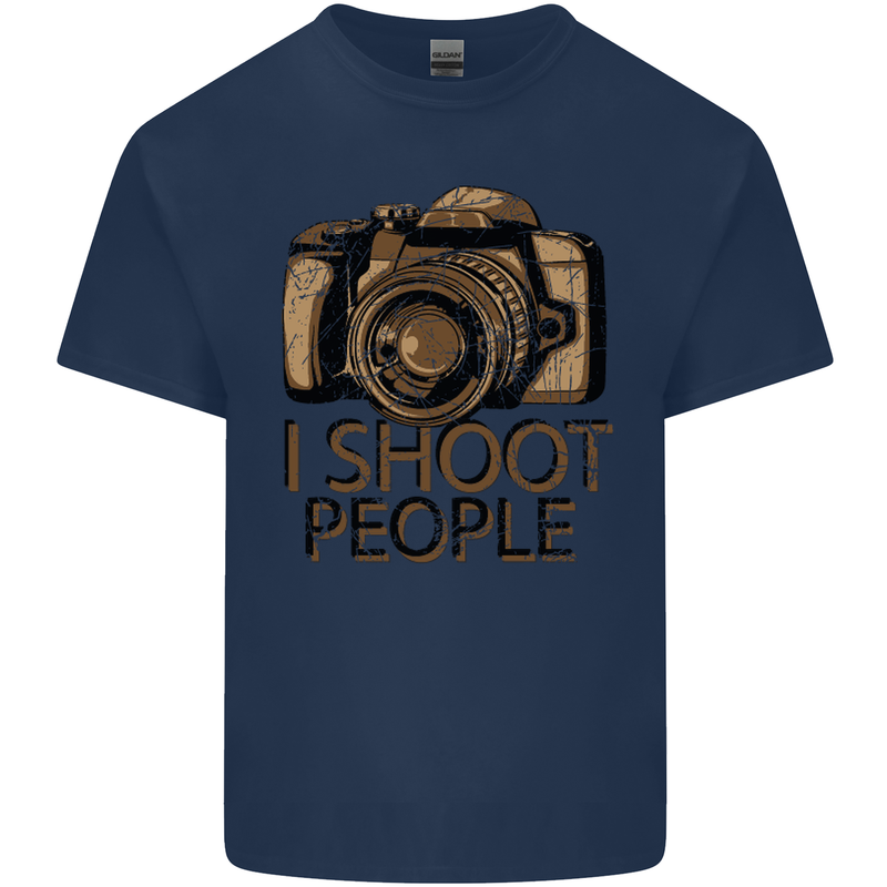 Photography I Shoot People Photographer Mens Cotton T-Shirt Tee Top Navy Blue