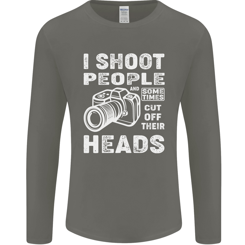 Photography I Shoot People Photographer Mens Long Sleeve T-Shirt Charcoal