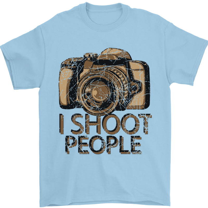 Photography I Shoot People Photographer Mens T-Shirt Cotton Gildan Light Blue