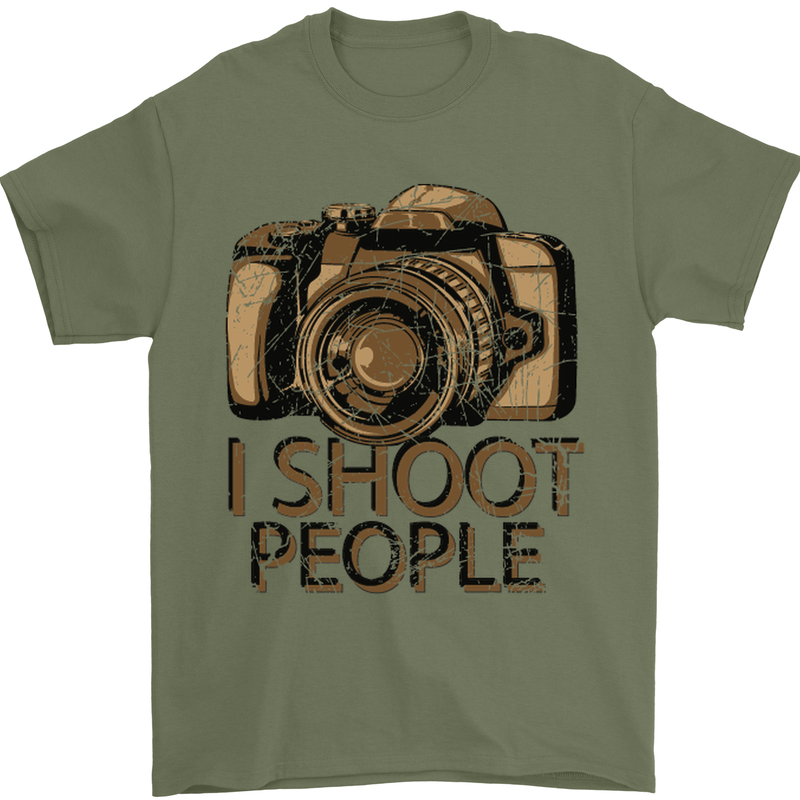 Photography I Shoot People Photographer Mens T-Shirt Cotton Gildan Military Green