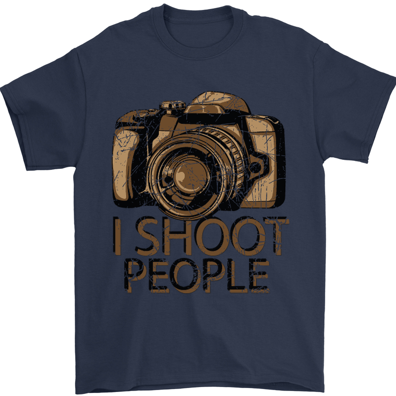 Photography I Shoot People Photographer Mens T-Shirt Cotton Gildan Navy Blue