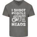 Photography I Shoot People Photographer Mens V-Neck Cotton T-Shirt Charcoal