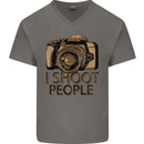 Photography I Shoot People Photographer Mens V-Neck Cotton T-Shirt Charcoal