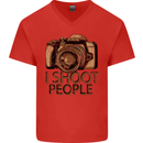 Photography I Shoot People Photographer Mens V-Neck Cotton T-Shirt Red