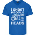 Photography I Shoot People Photographer Mens V-Neck Cotton T-Shirt Royal Blue