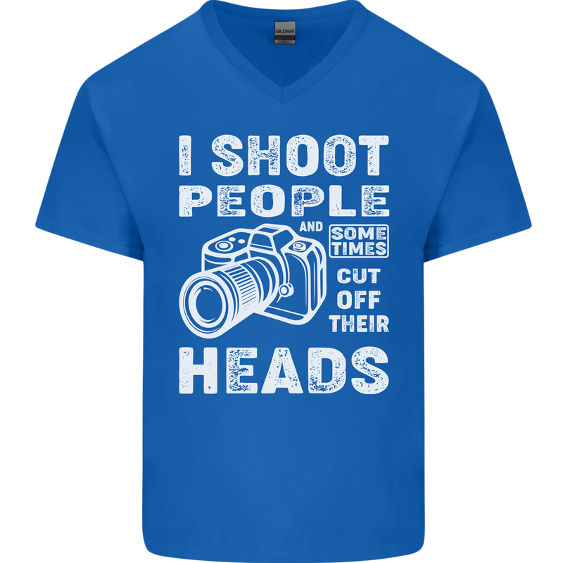Photography I Shoot People Photographer Mens V-Neck Cotton T-Shirt Royal Blue